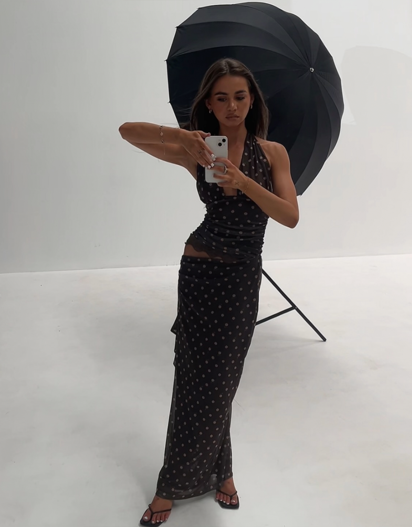 Benni Penelope Maxi Dress Espresso Polka Dot