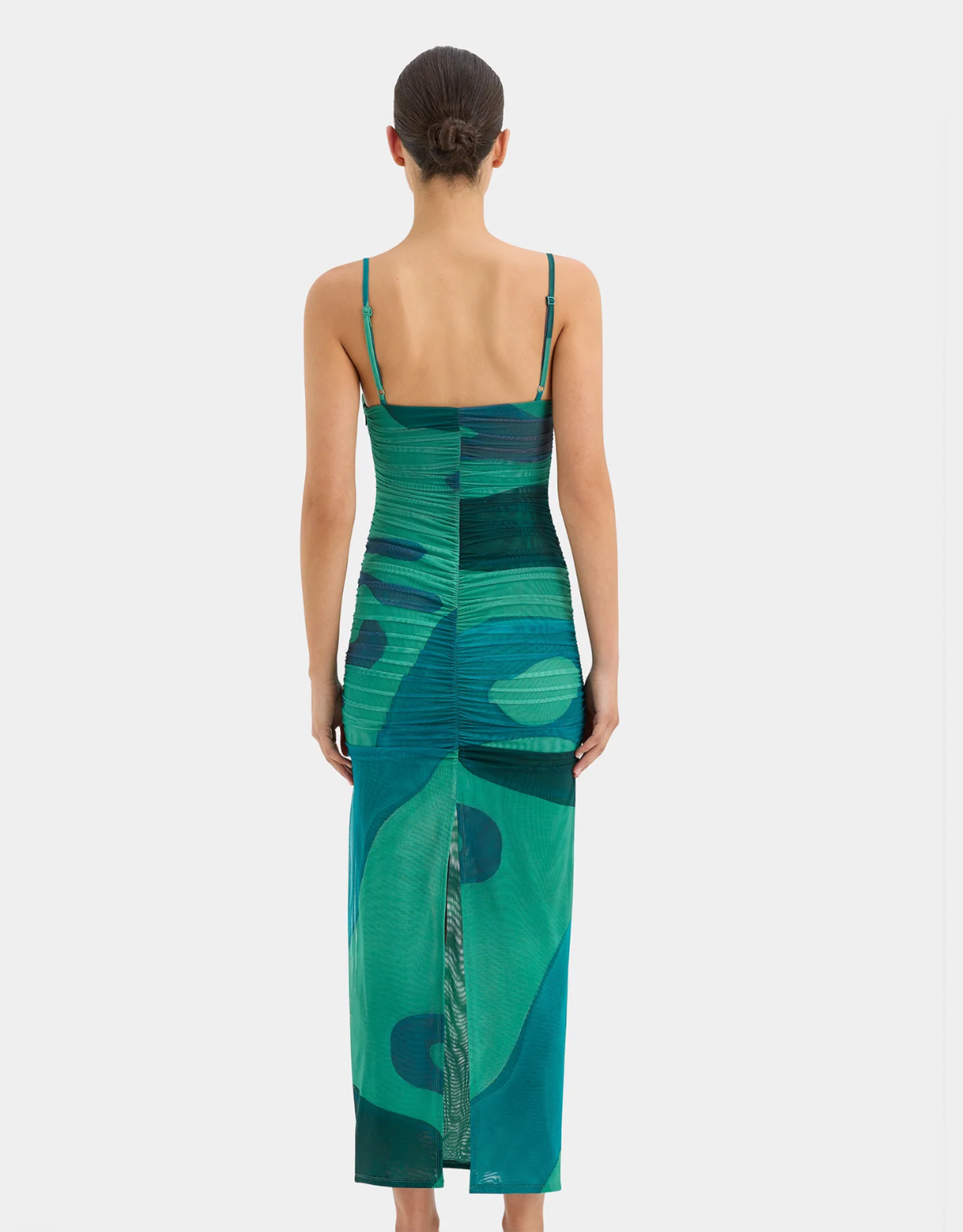 Sir The Label Frankie Gathered Midi Dress Emerald Reflection