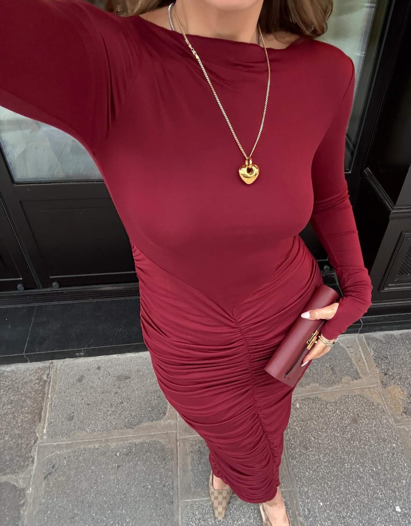 Sneaky Link Caterina Midi Dress Burgundy