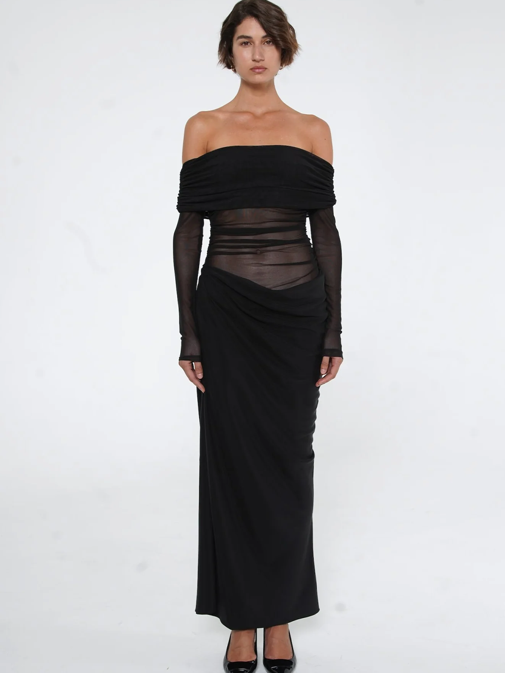 Benni Yasmin Off Shoulder Maxi Dress Black