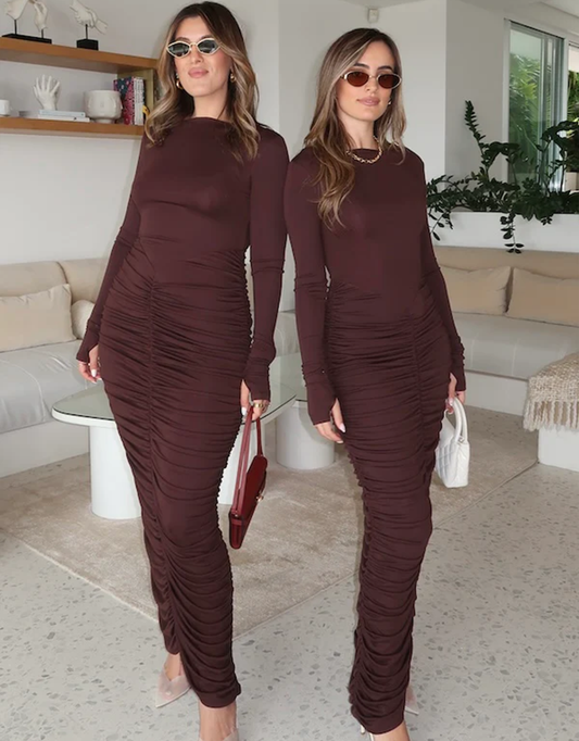 Sneaky Link Caterina Midi Dress Chocolate