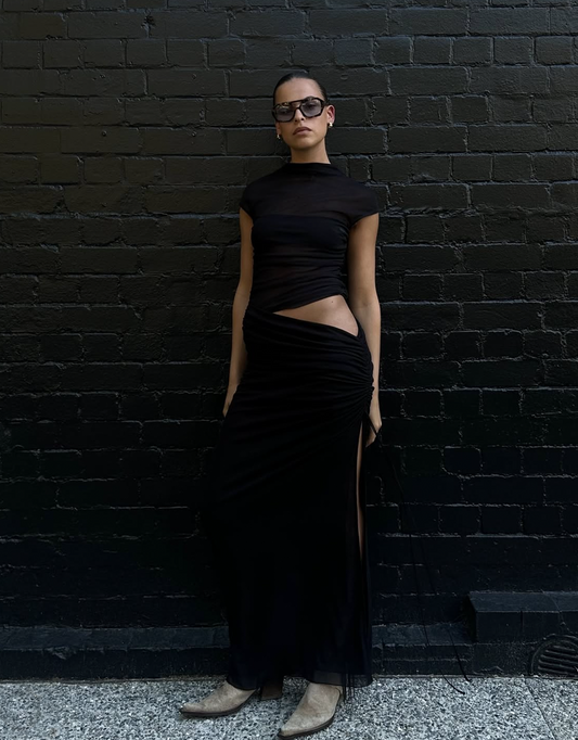 Benni Milo Mesh Maxi Dress Black