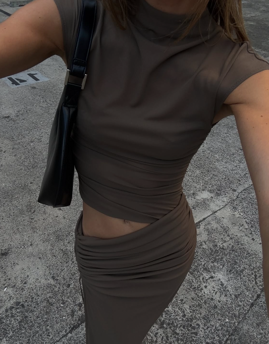 Benni Milo Mesh Maxi Dress Mushroom