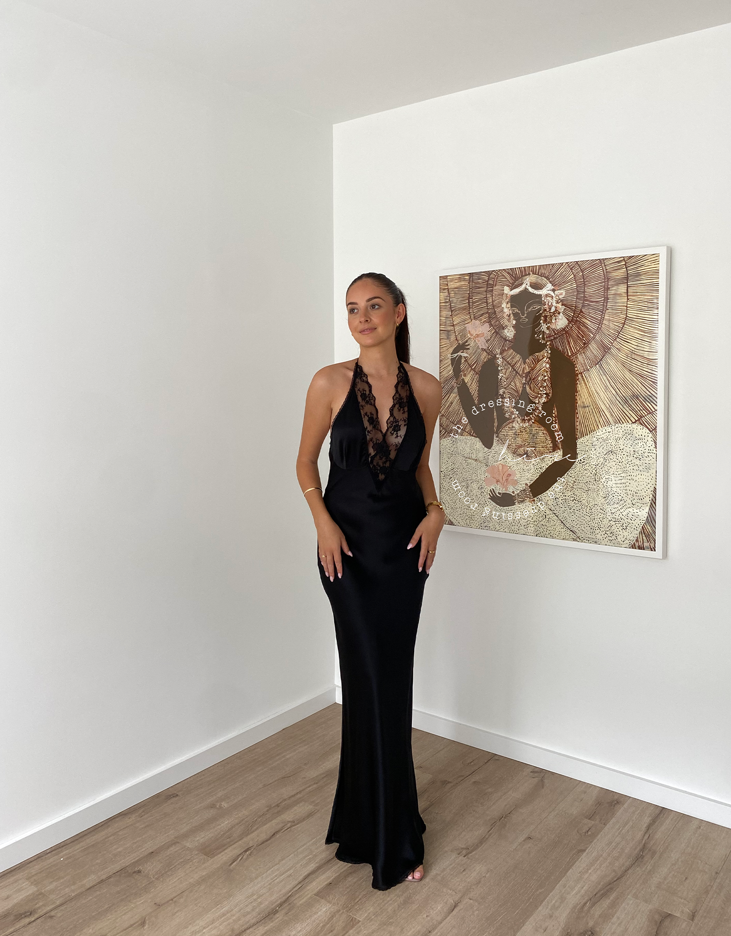 Sir The Label Aries Halter Gown Black