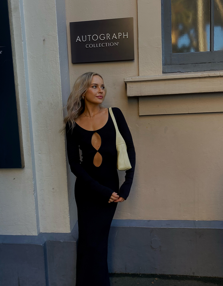 Sir The Label Petit Palace Midi Dress in Film Noir