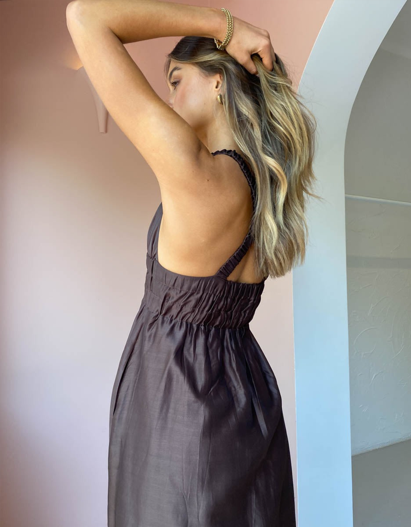 Sir The Label Anje V Neck Gown in Chocolate