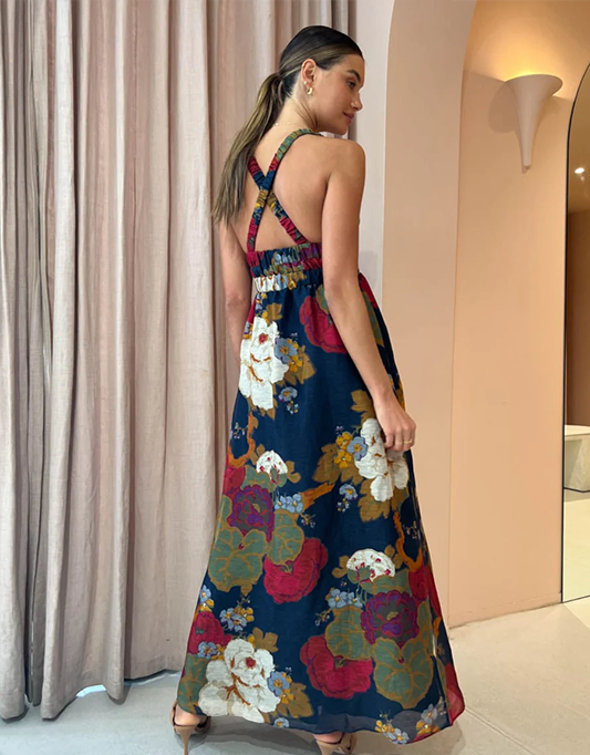 Sir The Label Bonita V Neck Gown In Garcia Floral Print