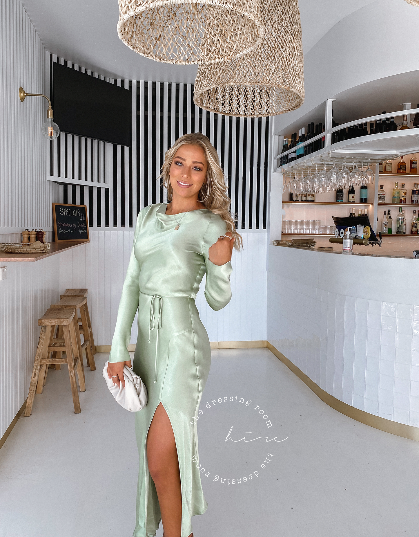 Bec + Bridge Crest Long Sleeve Midi Dress in Peppermint