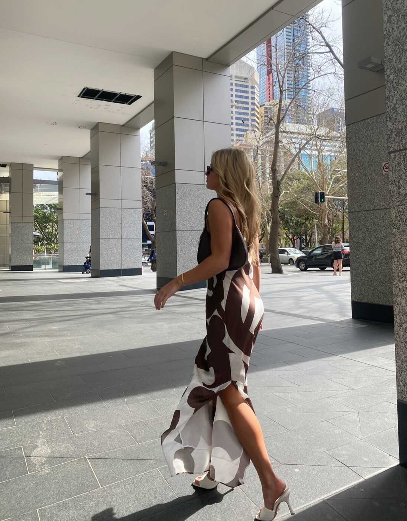 Sir The Label Julien Assymetric Slip in Abstract Chocolat