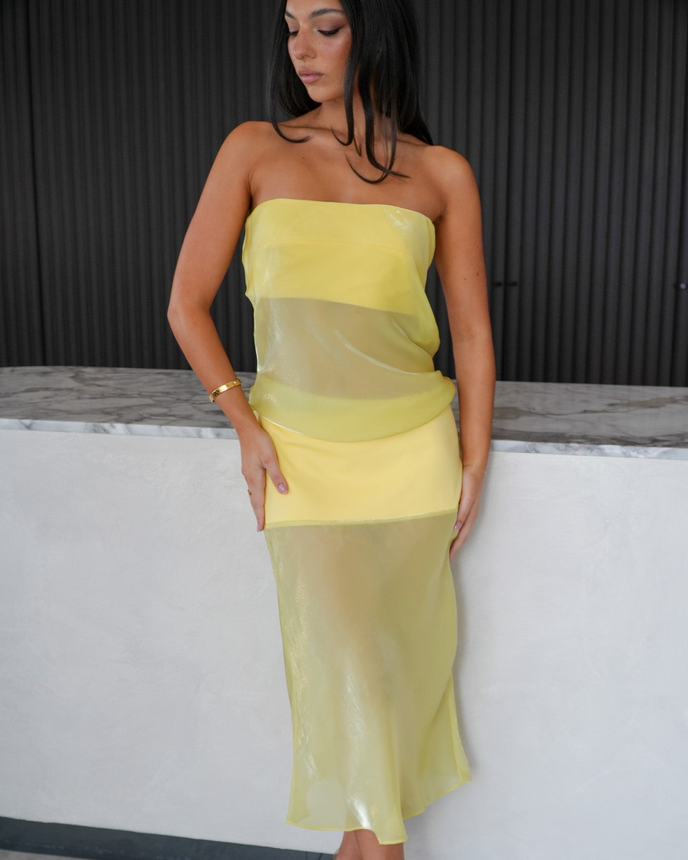 Mode Mischief Melt Panel Dress Limoncello