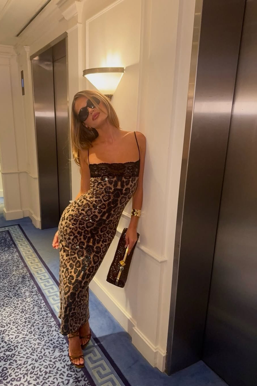 Mali Marea Chui Midi Dress Leopard Print