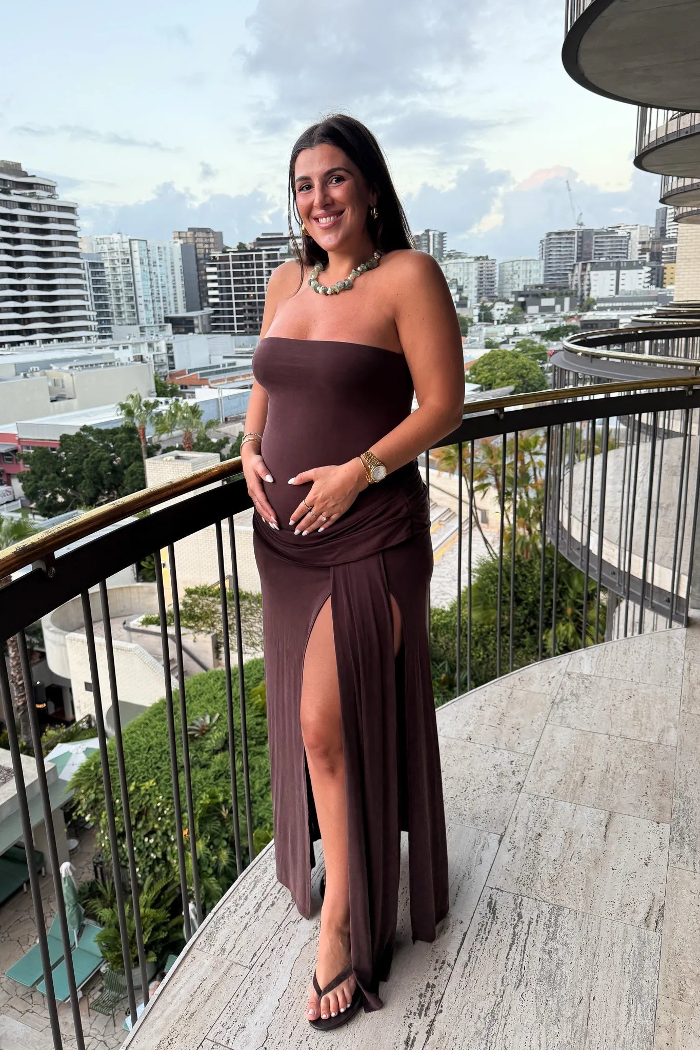 Sneaky Link Bianca Strapless Maxi Dress Chocolate