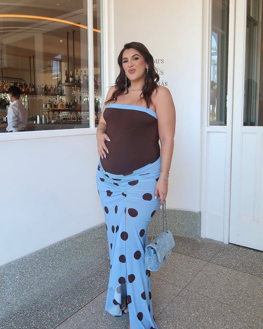 Benni Rumi Strapless Maxi Blue Choc Polka