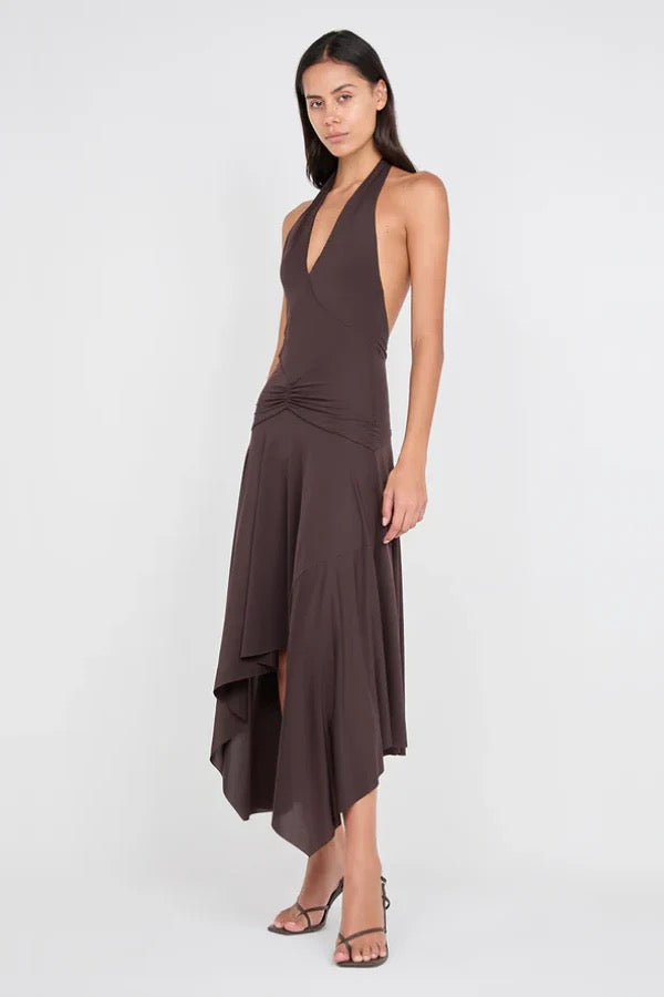Bec + Bridge Nessie Halter Dress Dark Chocolate