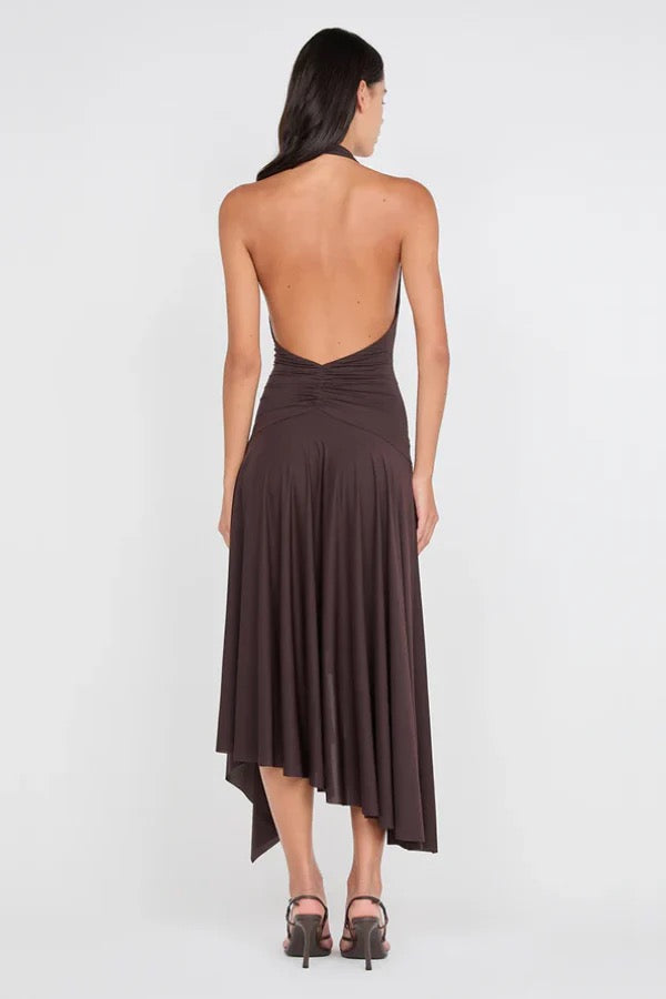 Bec + Bridge Nessie Halter Dress Dark Chocolate