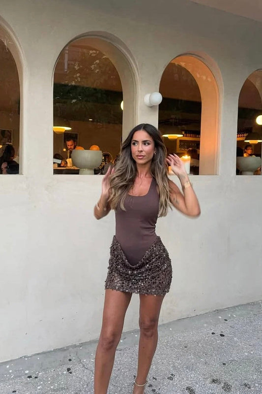Benni Ariel Mini Dress Cocoa