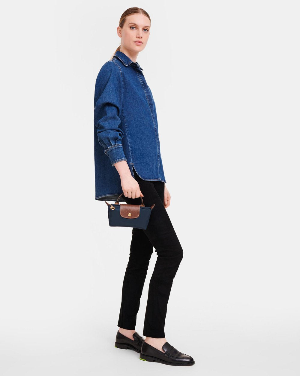 Longchamp Le Pliage Original Pouch With Handle Navy