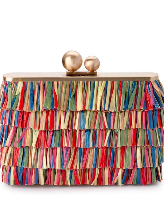 Olga Berg Carlita Carnivale Fringe Clutch Bag
