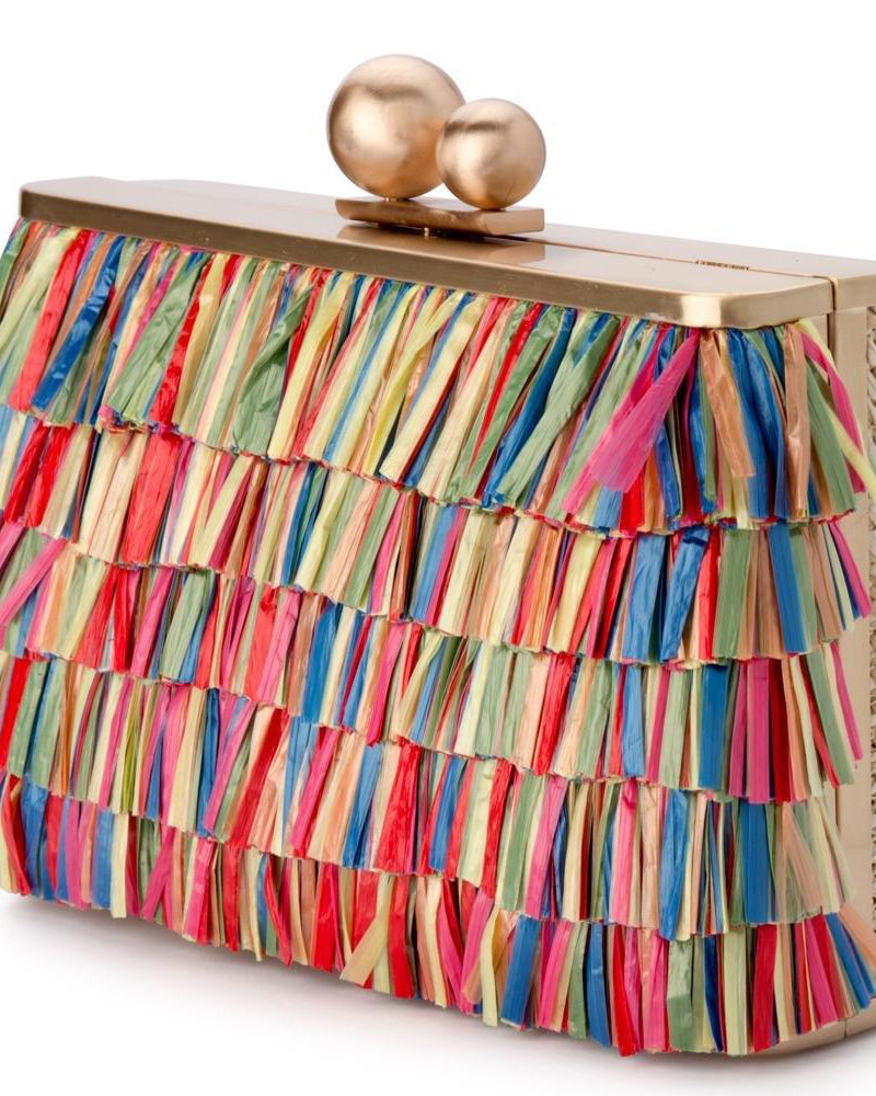 Olga Berg Carlita Carnivale Fringe Clutch Bag