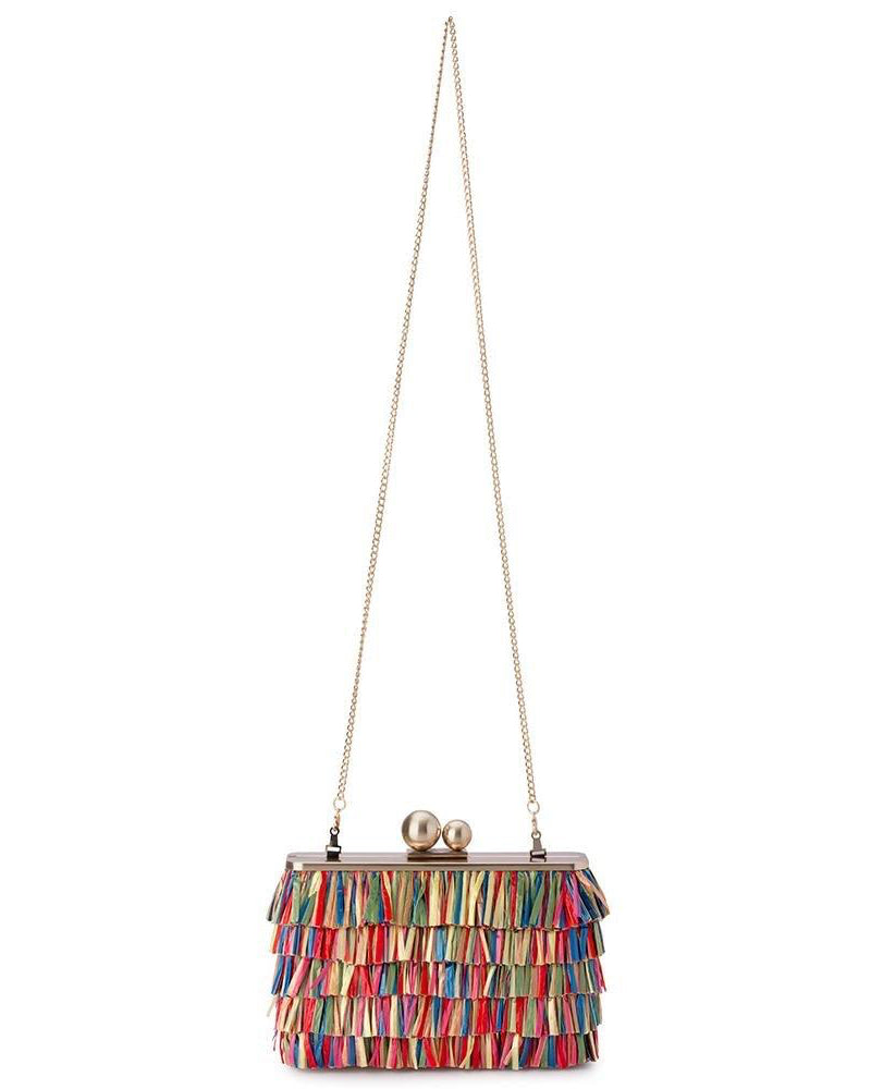 Olga Berg Carlita Carnivale Fringe Clutch Bag