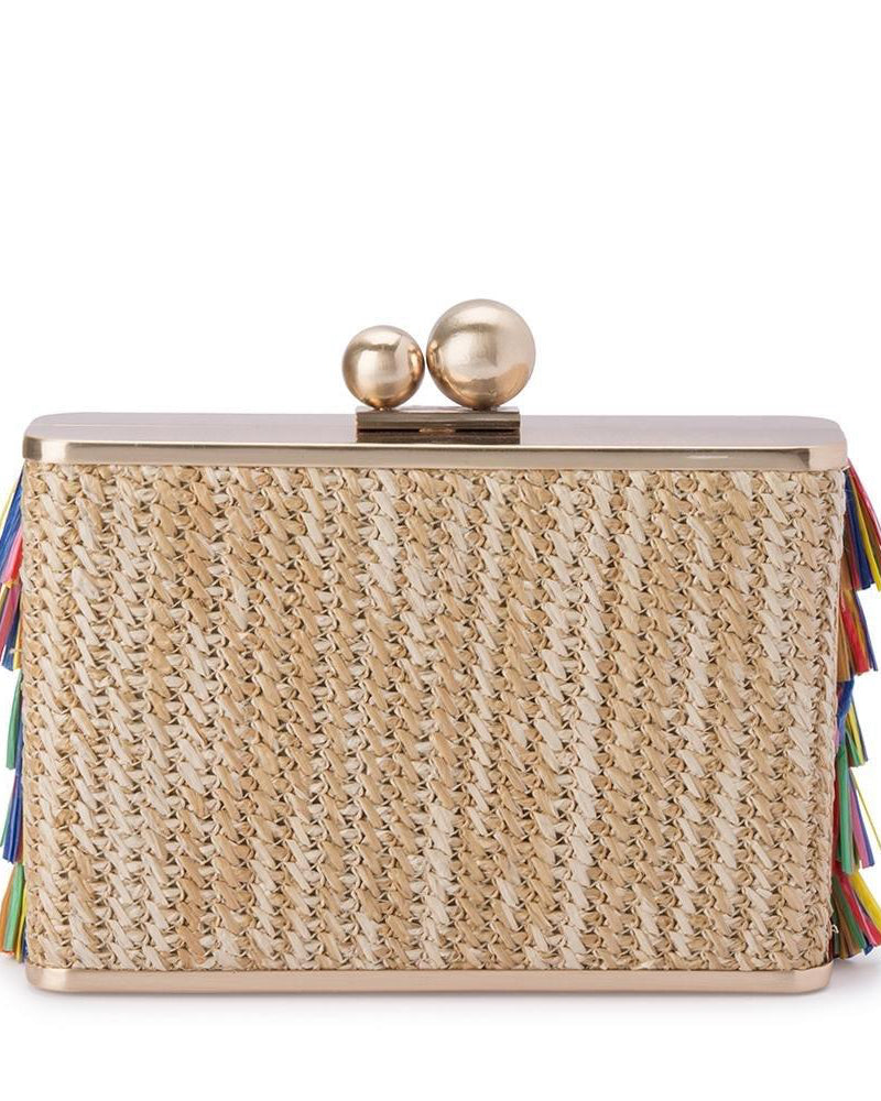 Olga Berg Carlita Carnivale Fringe Clutch Bag