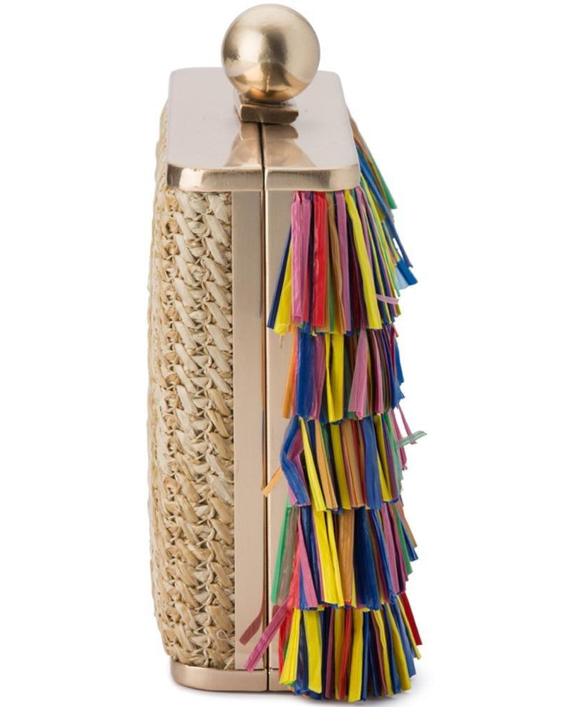 Olga Berg Carlita Carnivale Fringe Clutch Bag