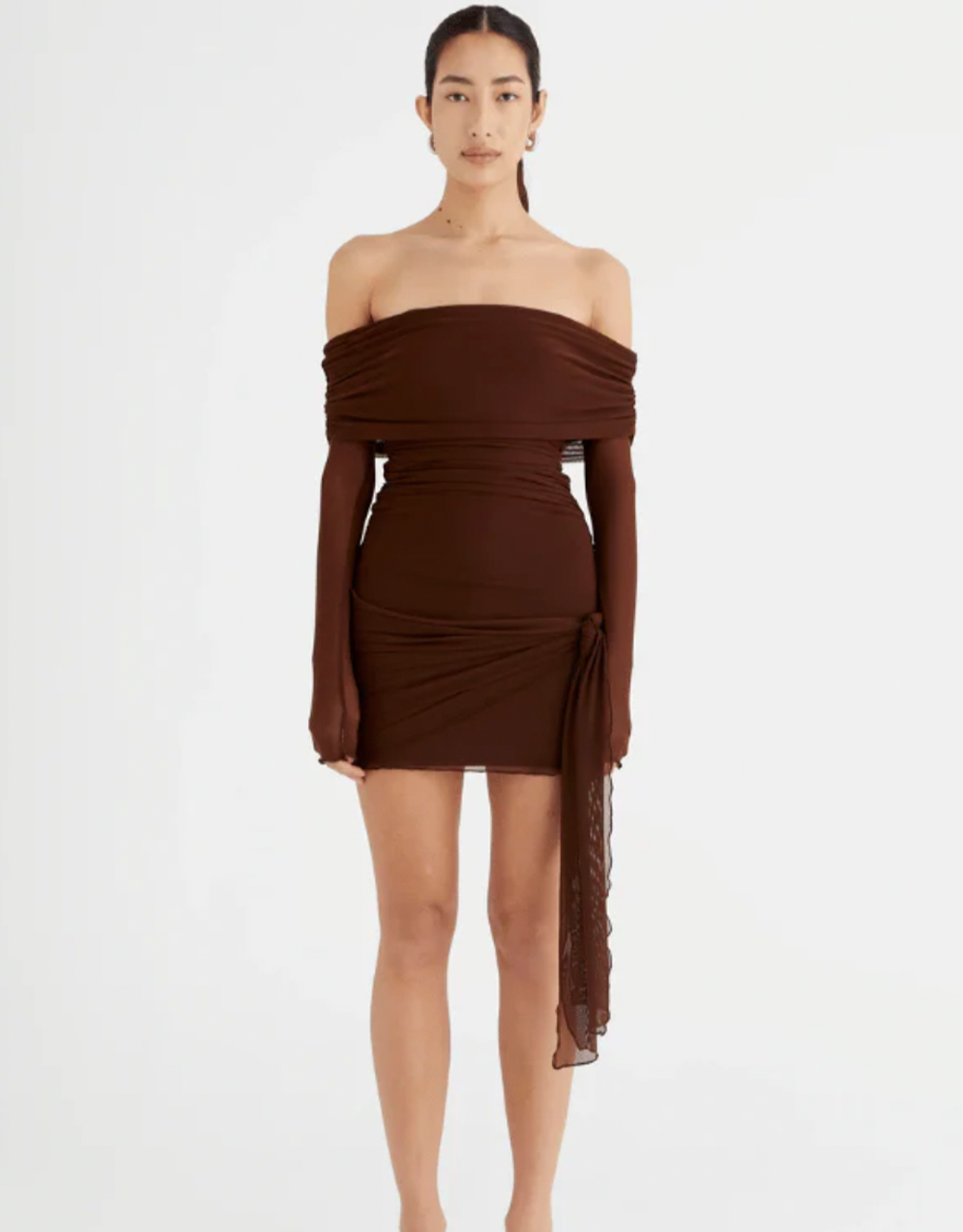 Benni Yasmin Off Shoulder Mini Dress Cacao