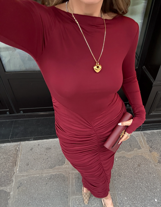 Sneaky Link Caterina Midi Dress Burgundy