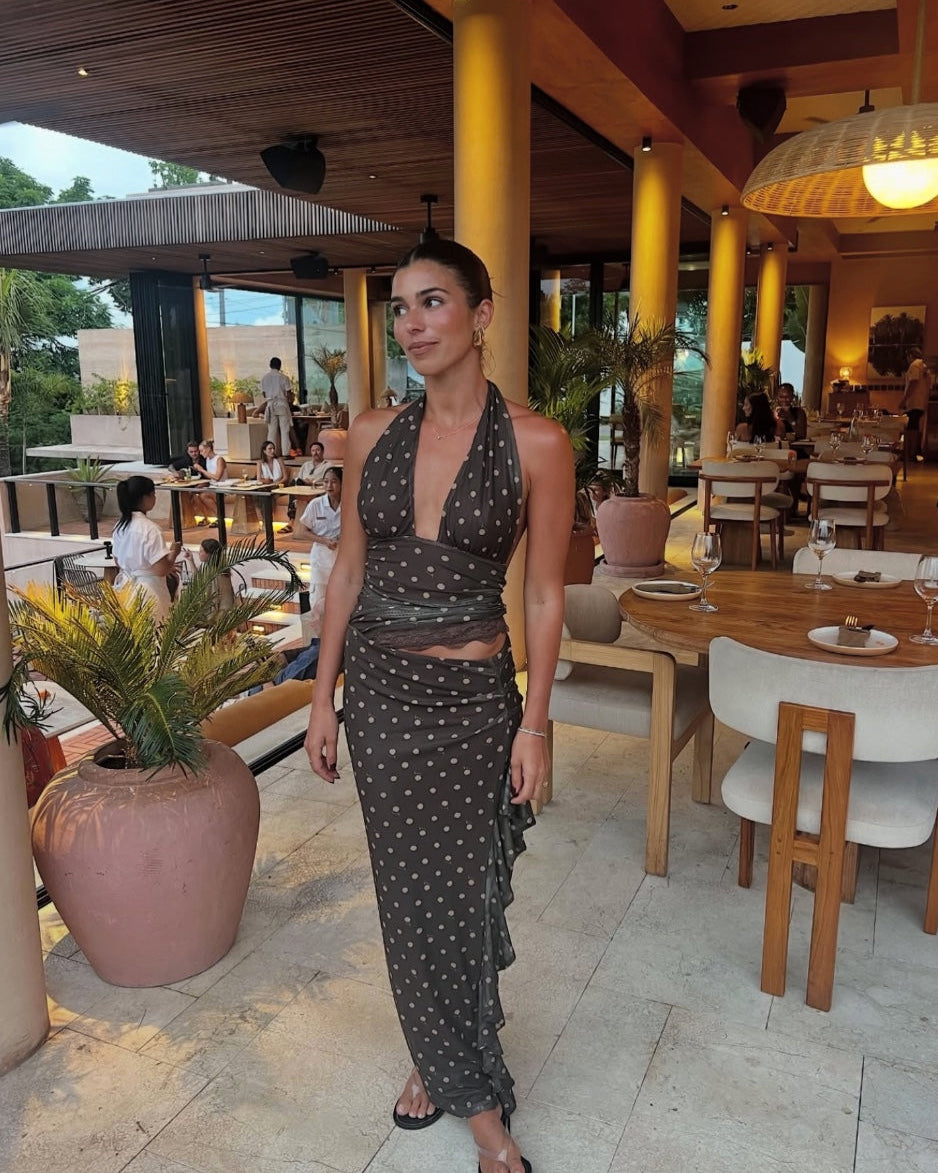 Benni Penelope Maxi Dress Espresso Polka Dot
