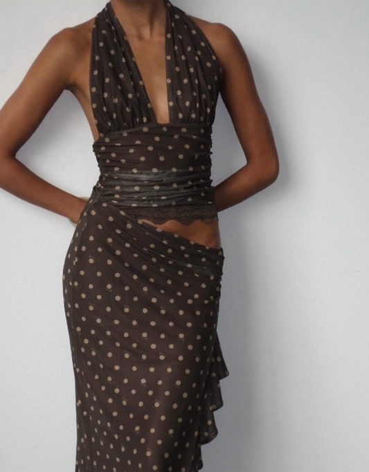 Benni Penelope Maxi Dress Espresso Polka Dot