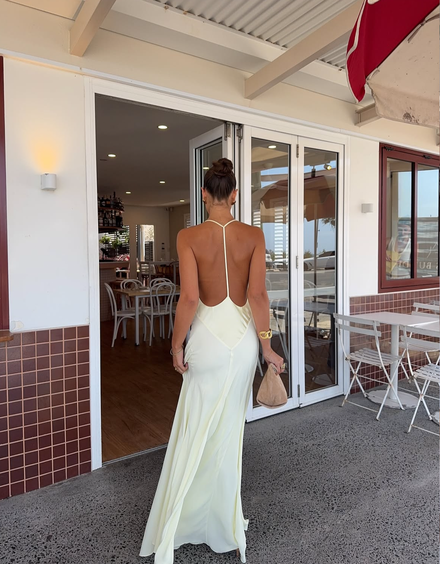 Sneaky Link Jaz Hand V-Neck Maxi Dress in Butter Yellow