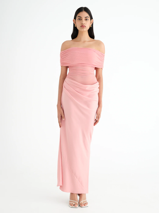 Benni Nico Off Shoulder Maxi Dress Candy Floss