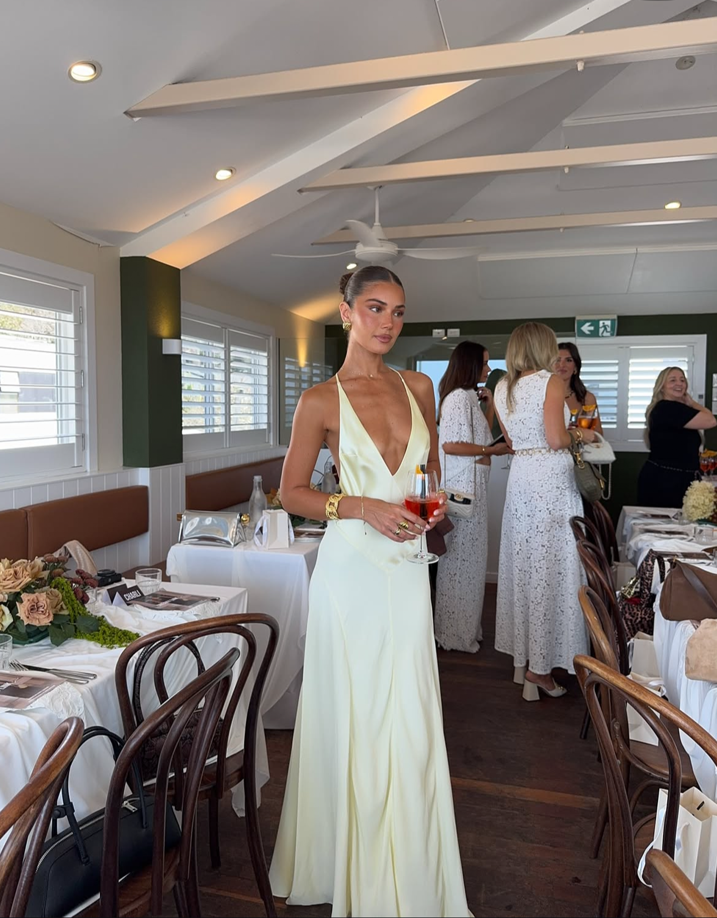 Sneaky Link Jaz Hand V-Neck Maxi Dress in Butter Yellow