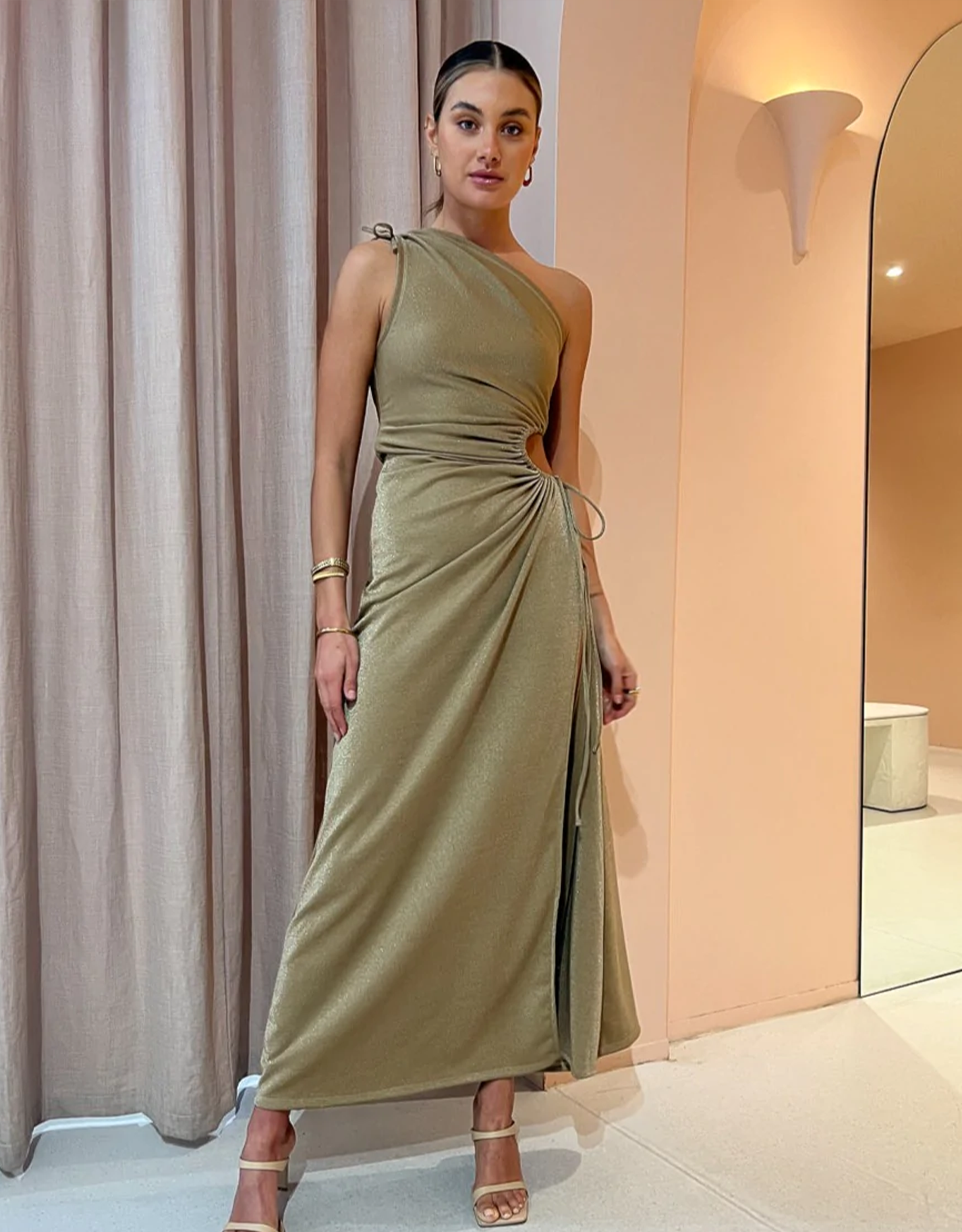 Sonya Moda Nour Gold Maxi Dress In Gold