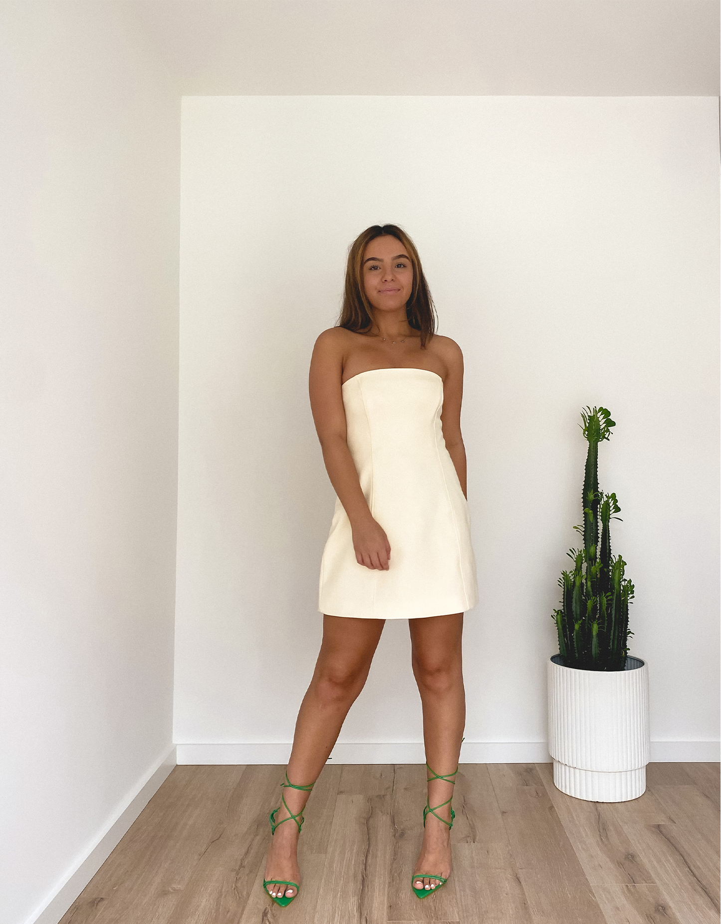 Sir The Label Marco Strapless Mini Dress in Lemon