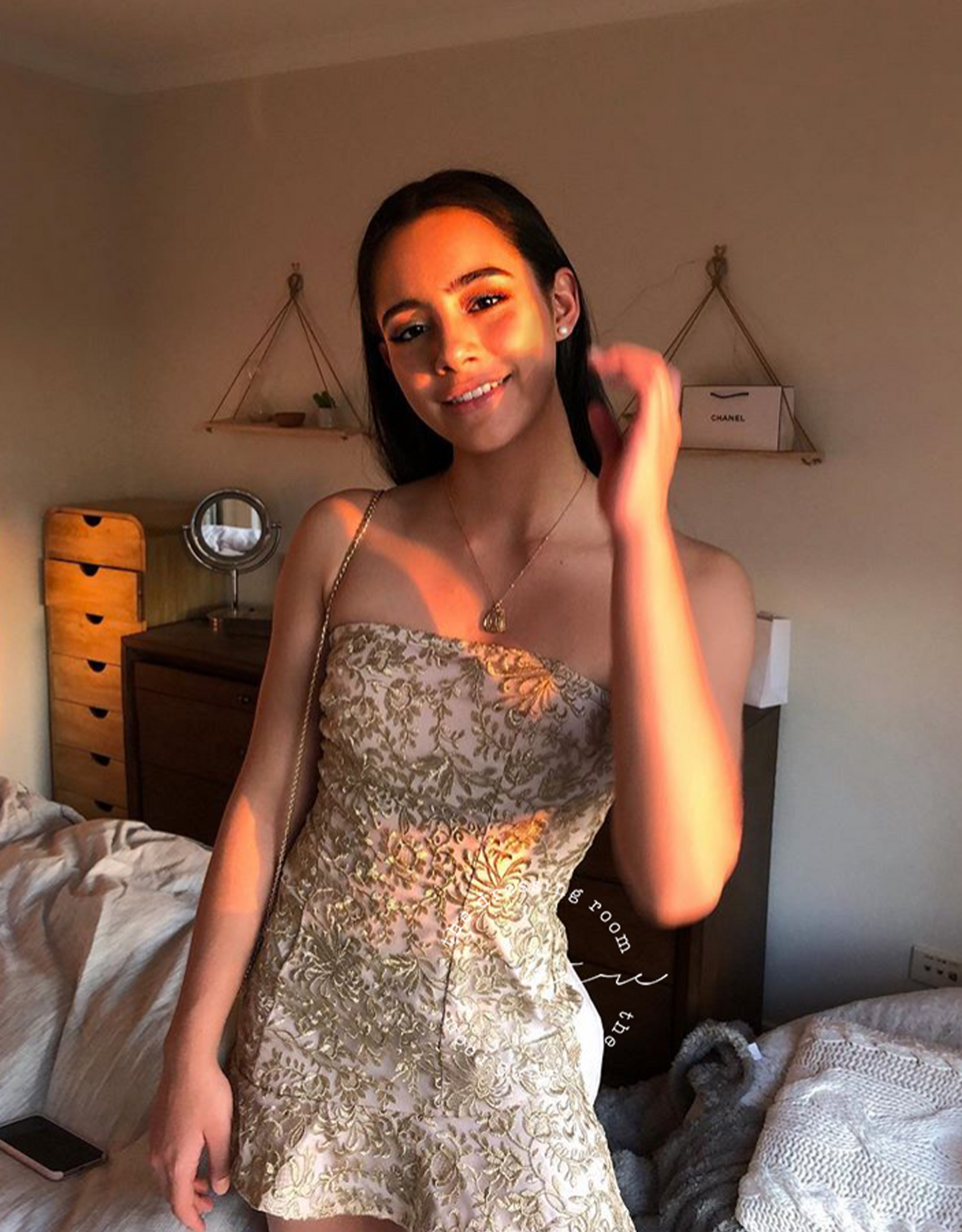 Strapless sales frill dress