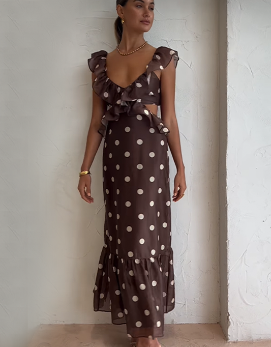 Sir The Label Vivi Frill Maxi Dress in Marlon Polka Dot