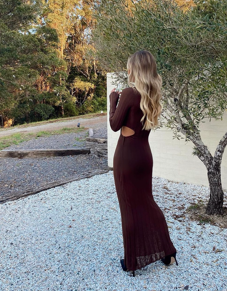 Long sleeve cut hot sale out dress