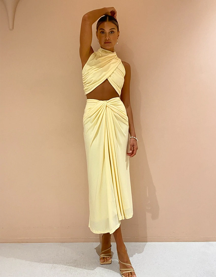 Significant Other Liana Top And Skirt In Butter
