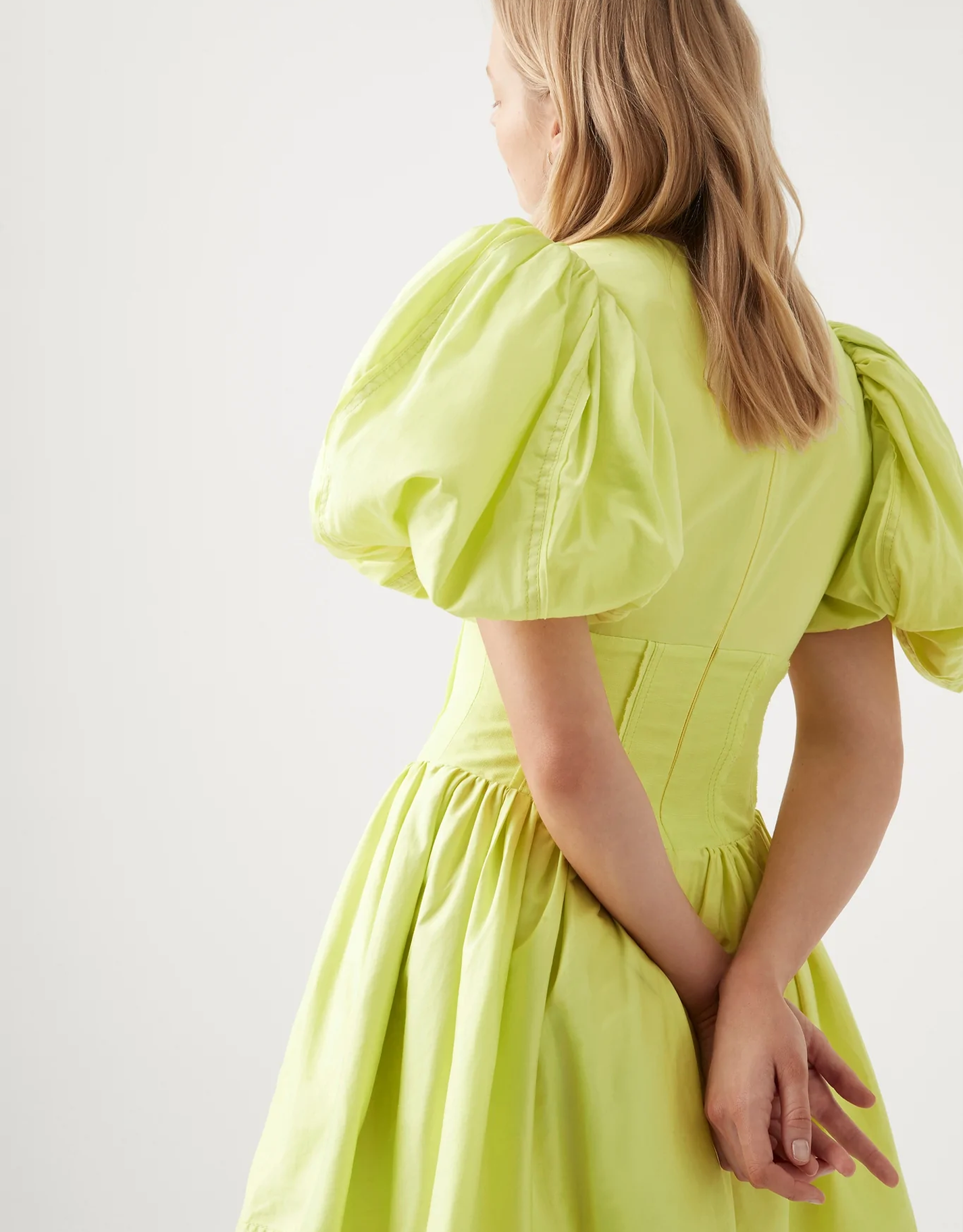 Aje Gianna Puff Sleeve Mini Dress In Light Lemon